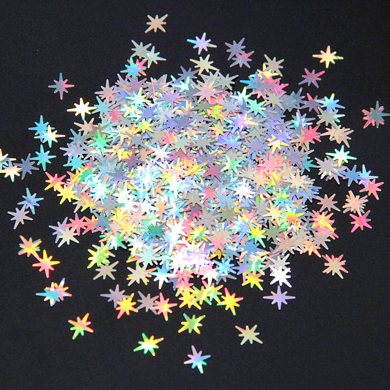 Ultrathin Star Nail Sequin PET Eco Friendly Glitter Laser Silver Paillette Loose Sequins Nails Art Kāzu dekoru konfeti 8g