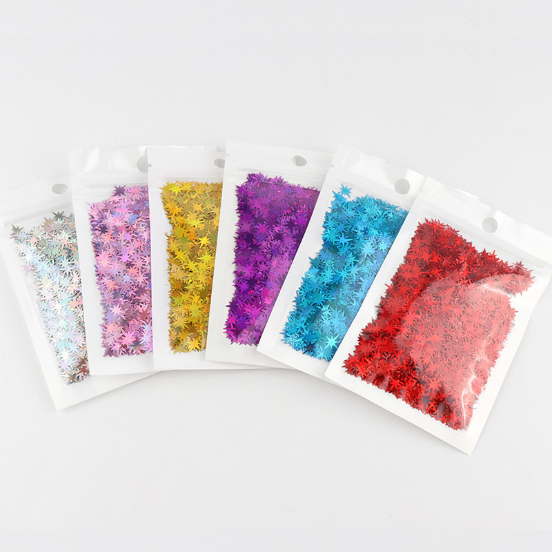 Ultrathin Star Nail Sequin PET Eco Friendly Glitter Laser Silver Paillette Loose Sequins Nails Art Kāzu dekoru konfeti 8g