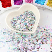 Īpaši plāni 4 mm burtu formas vizuļi 3D nagu mirdzoši pailletes lāzera sudraba videi draudzīgs PET sequin Nails Art manikīra materiāls 8g