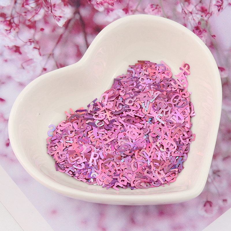 Īpaši plāni 4 mm burtu formas vizuļi 3D nagu mirdzoši pailletes lāzera sudraba videi draudzīgs PET sequin Nails Art manikīra materiāls 8g