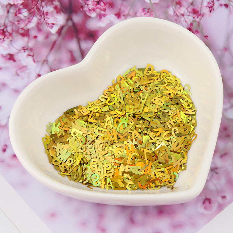 Īpaši plāni 4 mm burtu formas vizuļi 3D nagu mirdzoši pailletes lāzera sudraba videi draudzīgs PET sequin Nails Art manikīra materiāls 8g