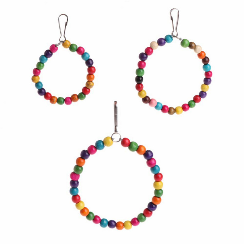 Rotaļlietu būra dekors Krāsaini piekarināmi krelles aplis papagailis kāpšanas šūpoles gredzens putns mājdzīvnieku būra dekors