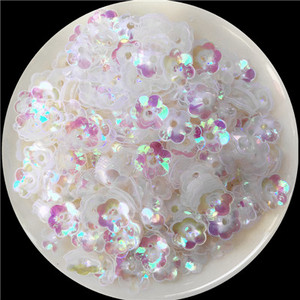 6 mm/8 mm/10 mm plūmju ziedu formas, sequins, paletes, šūšanas amatniecība, baltās sērijas izrotājumi, sieviešu apģērbu aksesuāri