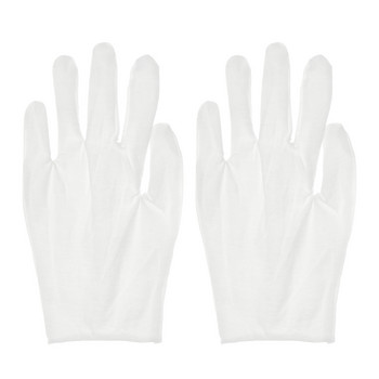 1 чифт бели памучни ръкавици Защита на труда Ръкавици за оценка на бижута Тънки средни Почистване Градински етикет Консумативи