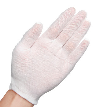 1 чифт бели памучни ръкавици Защита на труда Ръкавици за оценка на бижута Тънки средни Почистване Градински етикет Консумативи