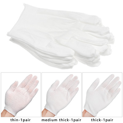 1 Ζεύγος Λευκά βαμβακερά γάντια Προστασία εργασίας Γάντια για Κοσμήματα Εκτίμηση Λεπτό μεσαίο καθαρισμό Προμήθειες κηπουρικής εθιμοτυπίας