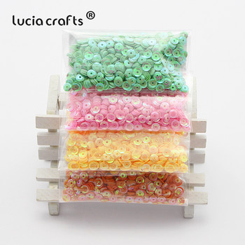 Lucia crafts 20g/lot 5mm Στρογγυλές πούλιες PVC Χαλαρές Παγιέδες Wedding Craft Ράψιμο Βραδινό Φόρεμα Αξεσουάρ D0805