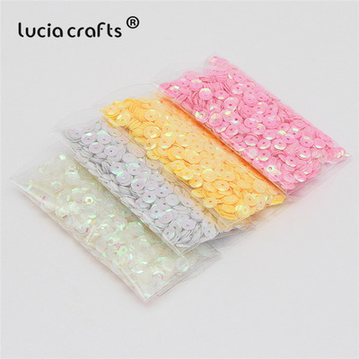 Lucia amatniecības izstrādājumi 20g/partija 5mm apaļš PVC brīvs sequins Pailletes Kāzu amatniecības šūšana vakarkleitu aksesuāri D0805