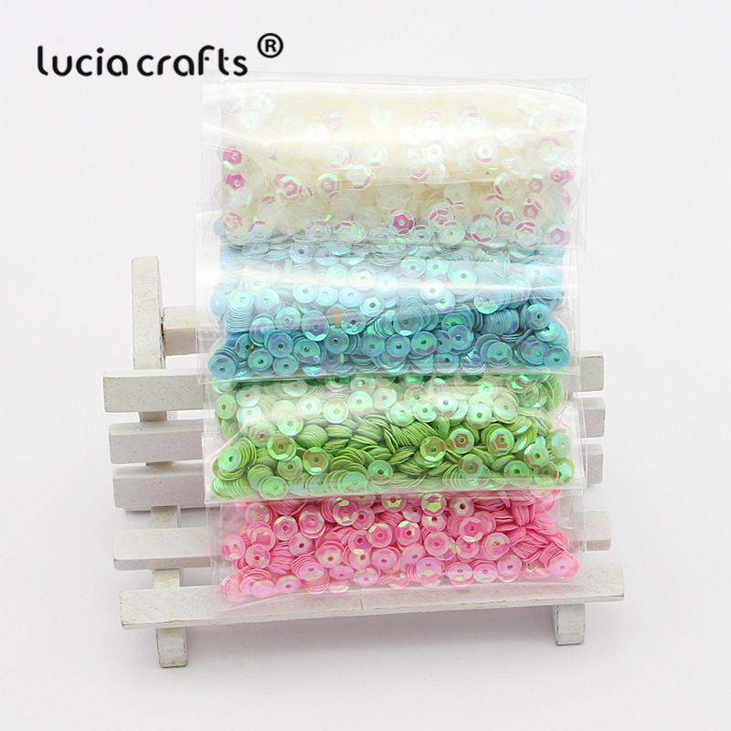 Lucia amatniecības izstrādājumi 20g/partija 5mm apaļš PVC brīvs sequins Pailletes Kāzu amatniecības šūšana vakarkleitu aksesuāri D0805