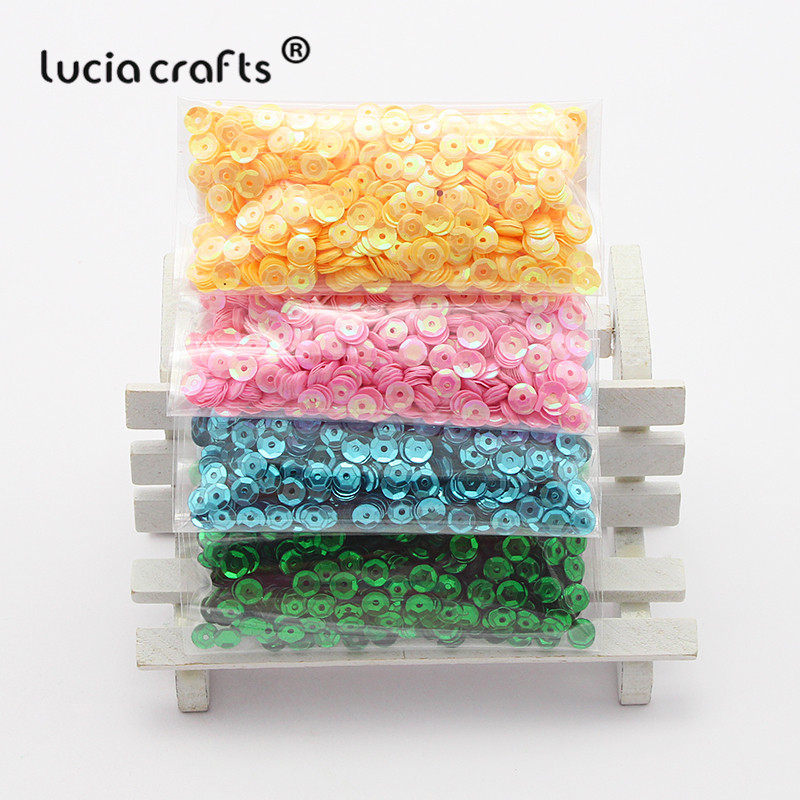 Lucia amatniecības izstrādājumi 20g/partija 5mm apaļš PVC brīvs sequins Pailletes Kāzu amatniecības šūšana vakarkleitu aksesuāri D0805