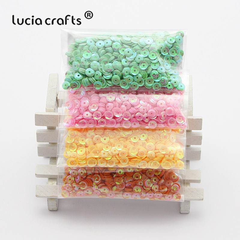 Lucia amatniecības izstrādājumi 20g/partija 5mm apaļš PVC brīvs sequins Pailletes Kāzu amatniecības šūšana vakarkleitu aksesuāri D0805