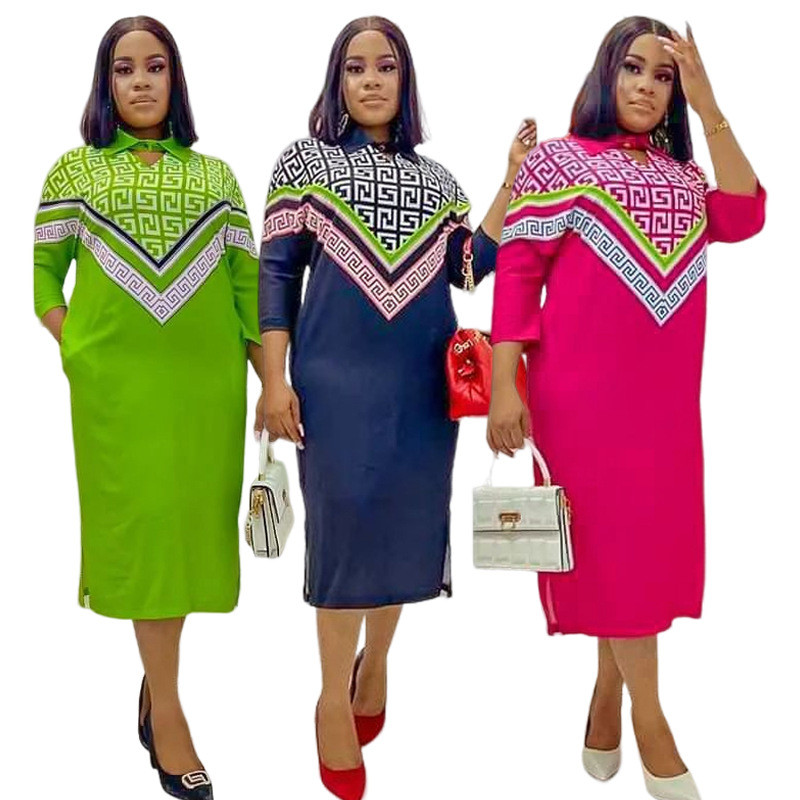 Rudens apdruka Sieviešu ballīšu kleita lielizmēra, gracioza, atlaižama kakla ikdienišķa kreklkleitas Seksīgas, sadalītas biroja sieviešu kleitas vairumtirdzniecība