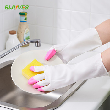 Кухненски издръжливи водоустойчиви ръкавици Миене на съдове Домакинска работа Почистващи ръкавици Неплъзгащи се тънки гумени ръкавици