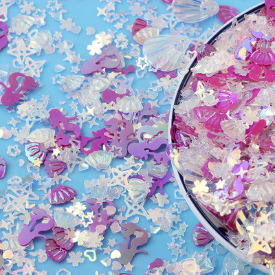 20 g Zelta ziedu gliemežvāku zvaigžņotu vizuļu maisījums amatniecībai mirdzoši, vaļīgi vizuļi Pailletes DIY manikīrs nagu mākslas dekorēšanas konfeti