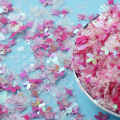 20 g Zelta ziedu gliemežvāku zvaigžņotu vizuļu maisījums amatniecībai mirdzoši, vaļīgi vizuļi Pailletes DIY manikīrs nagu mākslas dekorēšanas konfeti