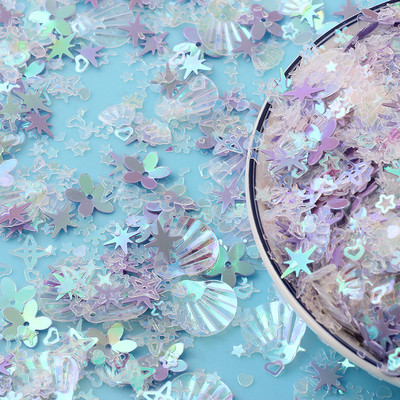 20 g Zelta ziedu gliemežvāku zvaigžņotu vizuļu maisījums amatniecībai mirdzoši, vaļīgi vizuļi Pailletes DIY manikīrs nagu mākslas dekorēšanas konfeti