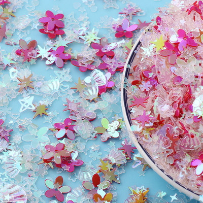 20 g Zelta ziedu gliemežvāku zvaigžņotu vizuļu maisījums amatniecībai mirdzoši, vaļīgi vizuļi Pailletes DIY manikīrs nagu mākslas dekorēšanas konfeti