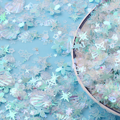 20 g Zelta ziedu gliemežvāku zvaigžņotu vizuļu maisījums amatniecībai mirdzoši, vaļīgi vizuļi Pailletes DIY manikīrs nagu mākslas dekorēšanas konfeti