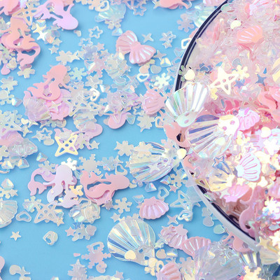 20 g Zelta ziedu gliemežvāku zvaigžņotu vizuļu maisījums amatniecībai mirdzoši, vaļīgi vizuļi Pailletes DIY manikīrs nagu mākslas dekorēšanas konfeti