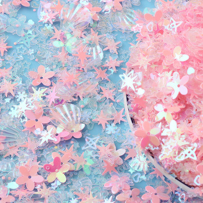 20 g Zelta ziedu gliemežvāku zvaigžņotu vizuļu maisījums amatniecībai mirdzoši, vaļīgi vizuļi Pailletes DIY manikīrs nagu mākslas dekorēšanas konfeti