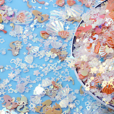 20 g Zelta ziedu gliemežvāku zvaigžņotu vizuļu maisījums amatniecībai mirdzoši, vaļīgi vizuļi Pailletes DIY manikīrs nagu mākslas dekorēšanas konfeti