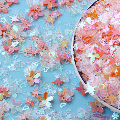 20 g Zelta ziedu gliemežvāku zvaigžņotu vizuļu maisījums amatniecībai mirdzoši, vaļīgi vizuļi Pailletes DIY manikīrs nagu mākslas dekorēšanas konfeti