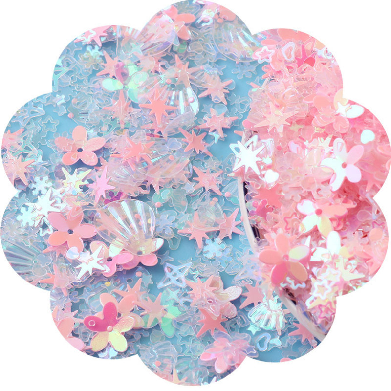 20 g Zelta ziedu gliemežvāku zvaigžņotu vizuļu maisījums amatniecībai mirdzoši, vaļīgi vizuļi Pailletes DIY manikīrs nagu mākslas dekorēšanas konfeti