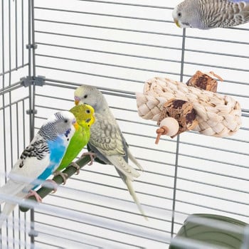 Играчка за дъвчене на папагал Материал, устойчив на дъвчене, плетени естествени листа, грапава повърхност, облекчаване на скуката, голямо триене, противоплъзгаща се кацалка