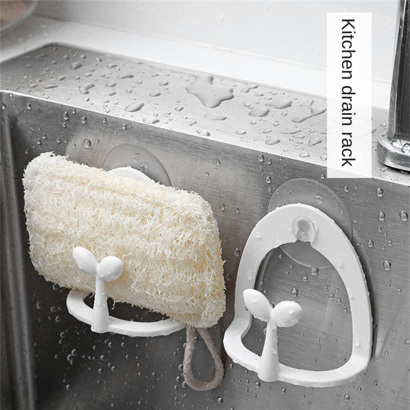 Vienkāršs sūkļa žāvēšanas turētājs plastmasas piesūceknis Tīrīšanas spilventiņu uzglabāšanas statīvs sūkļi ūdens notekas virtuves turētāji