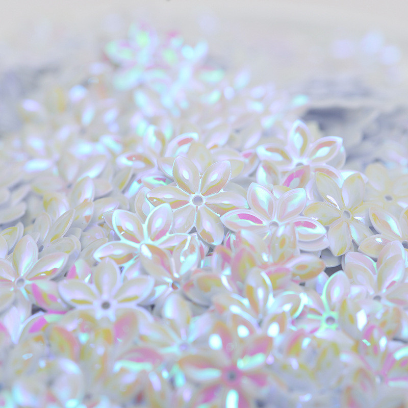 10/40g 15mm plakana zieda forma PVC vaļīgi vizuļi mirdzoši paletes nagu mākslas manikīram/šūšanai/kāzu dekorēšanai konfeti
