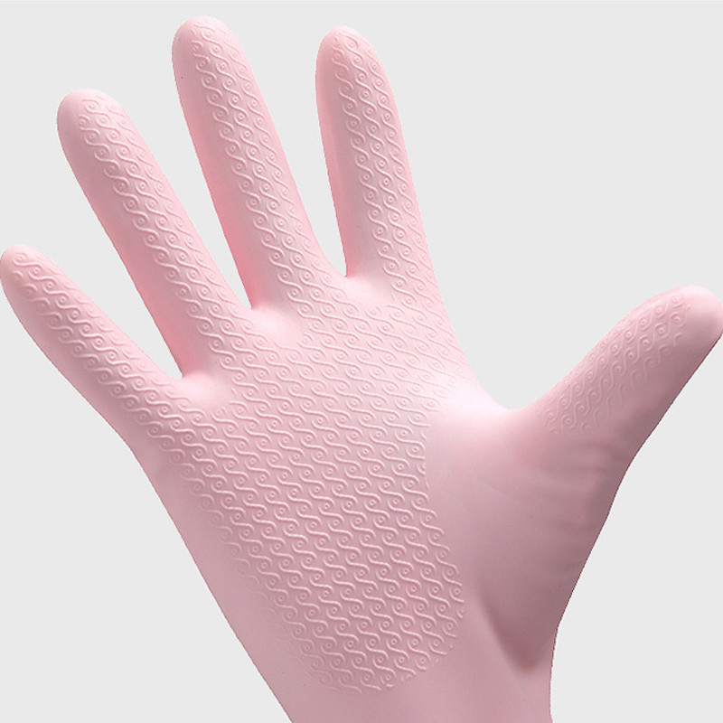 Trauku mazgāšanas cimdi Viena slāņa mājsaimniecības darbu savienošana, piedurkne Ūdensizturīgi cimdi Plīša elastīgā josla, mutes gumijas cimdi