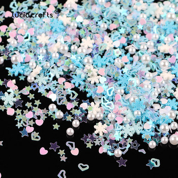 10g Mix Style Nail Art Glitter Sequins Star Love Snow Shape Loose πούλιες DIY Κοσμήματα Κατασκευή Διακόσμησης Γάμου Κομφετί D0205