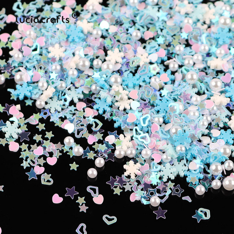 10 g Mix Style Nail Art Glitter Sequins Star Love Sniega forma Brīvi fliteri DIY Juvelierizstrādājumu izgatavošana Kāzu Dekorācijas Konfeti D0205