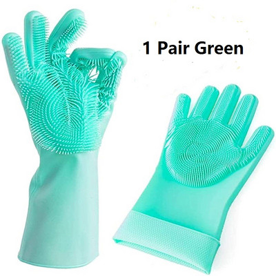 1gb daudzfunkcionāli gumijas cimdi tīrīšana mājsaimniecības burvju virtuves cimdi gatavošanas skrubis roku mazgāšana mājas trauki skruberis izturīgs