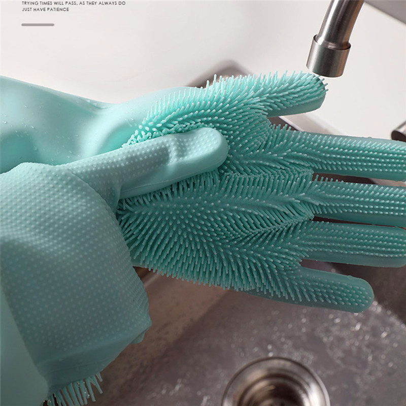 1gb daudzfunkcionāli gumijas cimdi tīrīšana mājsaimniecības burvju virtuves cimdi gatavošanas skrubis roku mazgāšana mājas trauki skruberis izturīgs