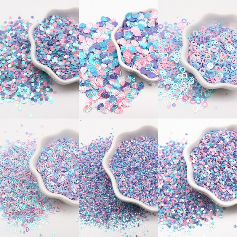 Sequin Craft 10g brīvas formas sequins Purple Series Nail Pailletts Nail Art konfeti nagu mākslas dekoram Materiel Onglerie 10g