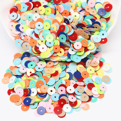 Paillettes, plakanas, apaļas, cietas sequins, 6 mm, PVC šķēles, vizuļi, kas paredzēti DIY kāzu amatniecībai, apģērba šūšanas piederumi Lentejuelas 10 g