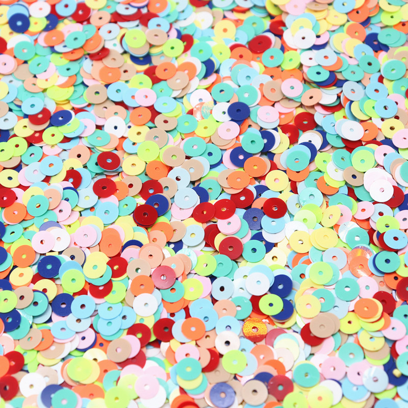 Paillettes, plakanas, apaļas, cietas sequins, 6 mm, PVC šķēles, vizuļi, kas paredzēti DIY kāzu amatniecībai, apģērba šūšanas piederumi Lentejuelas 10 g