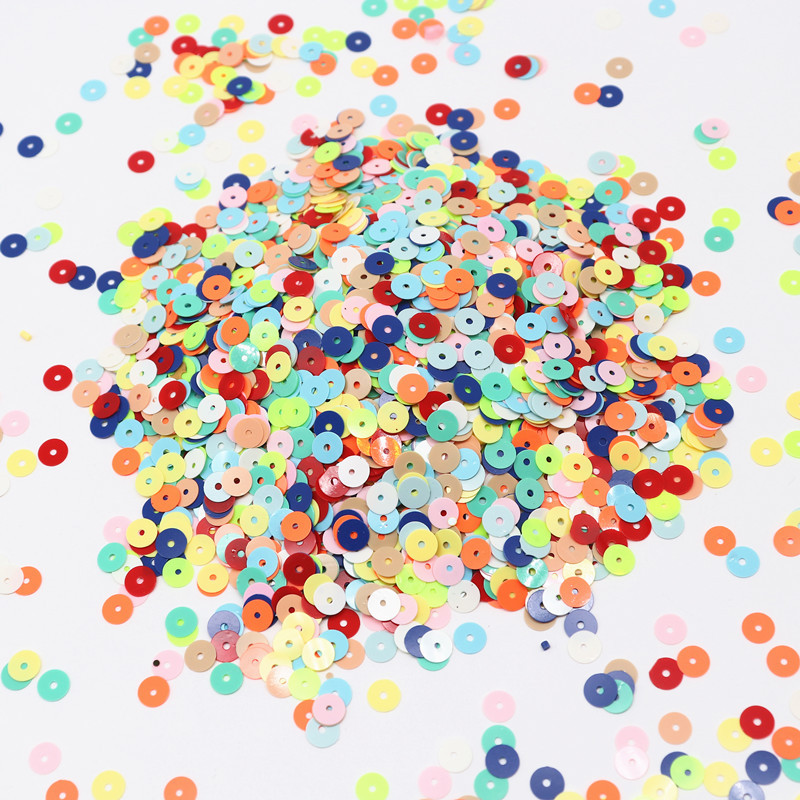 Paillettes, plakanas, apaļas, cietas sequins, 6 mm, PVC šķēles, vizuļi, kas paredzēti DIY kāzu amatniecībai, apģērba šūšanas piederumi Lentejuelas 10 g