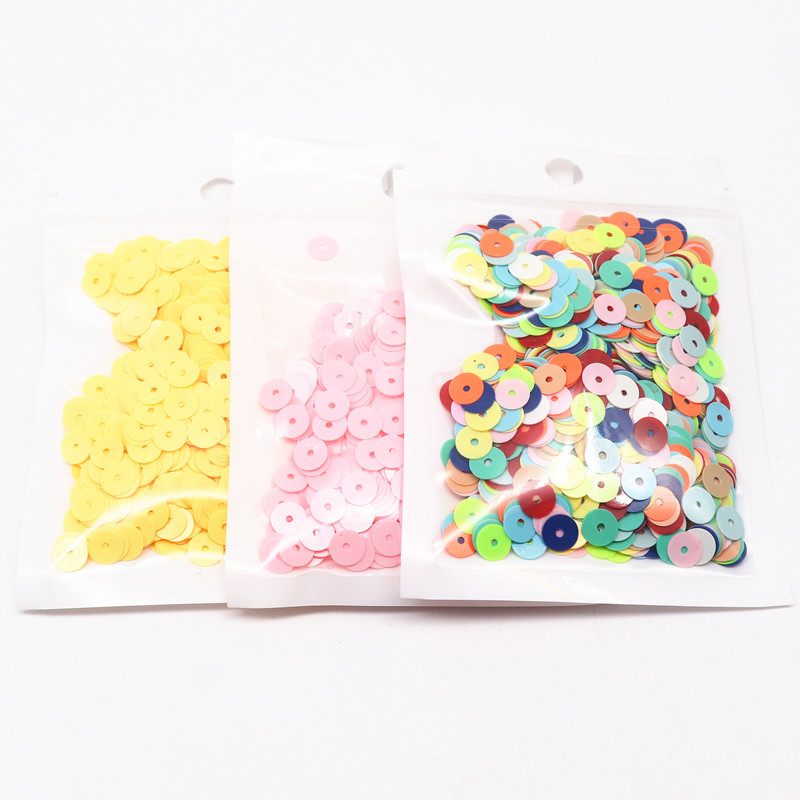 Paillettes, plakanas, apaļas, cietas sequins, 6 mm, PVC šķēles, vizuļi, kas paredzēti DIY kāzu amatniecībai, apģērba šūšanas piederumi Lentejuelas 10 g