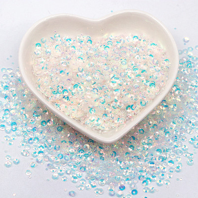 Crystal Caurspīdīgi Sequins 3mm 4mm 6mm Cup Plakani apaļi PVC vaļīgi fliteri DIY Craft Sieviešu apģērbu aksesuāri 10g