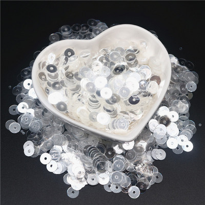 Crystal Caurspīdīgi Sequins 3mm 4mm 6mm Cup Plakani apaļi PVC vaļīgi fliteri DIY Craft Sieviešu apģērbu aksesuāri 10g