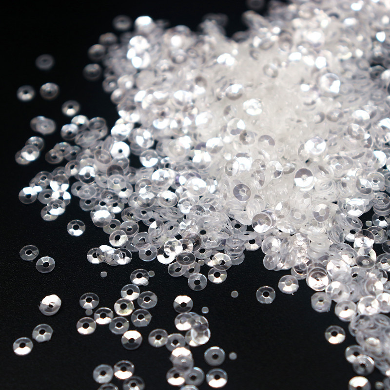 Crystal Caurspīdīgi Sequins 3mm 4mm 6mm Cup Plakani apaļi PVC vaļīgi fliteri DIY Craft Sieviešu apģērbu aksesuāri 10g