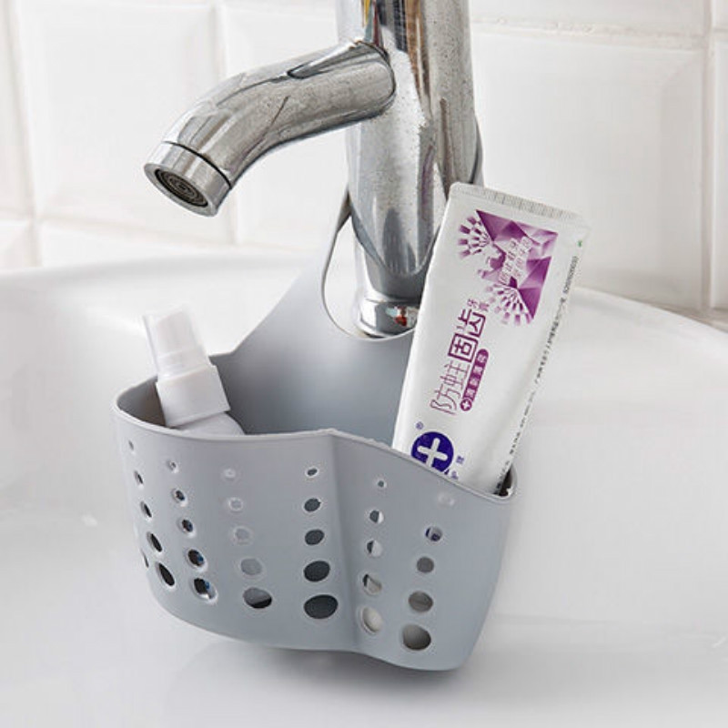 Izlietnes plaukts ziepju sūklis notekas statīvs Silikona uzglabāšanas grozs maiss jaucējkrāna turētājs Regulējams vannas istabas turētājs izlietnes virtuves aksesuārs