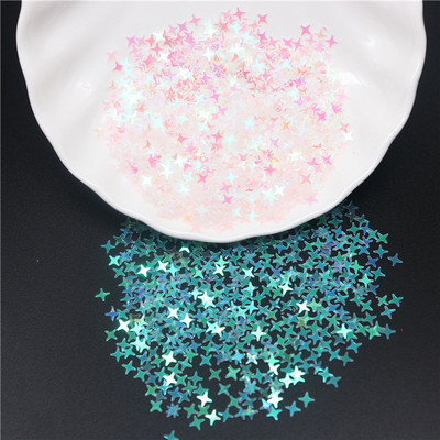 Zvaigžņu vizuļi nagiem 4 mm krustveida zvaigžņotās formas brīvi vizuļi nagiem. Sieviešu manikīrs Glitter Paillette kāzu dekorācijas konfeti