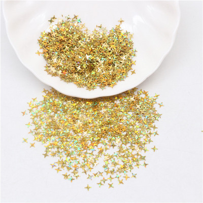 Zvaigžņu vizuļi nagiem 4 mm krustveida zvaigžņotās formas brīvi vizuļi nagiem. Sieviešu manikīrs Glitter Paillette kāzu dekorācijas konfeti