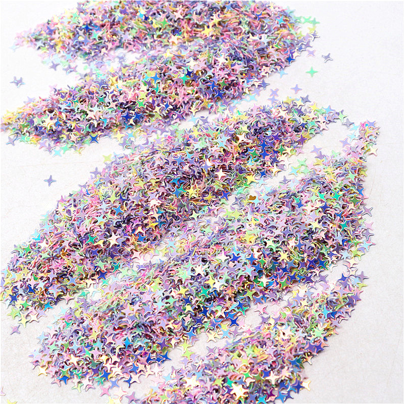 Zvaigžņu vizuļi nagiem 4 mm krustveida zvaigžņotās formas brīvi vizuļi nagiem. Sieviešu manikīrs Glitter Paillette kāzu dekorācijas konfeti