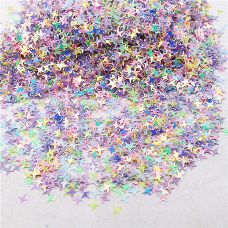 Zvaigžņu vizuļi nagiem 4 mm krustveida zvaigžņotās formas brīvi vizuļi nagiem. Sieviešu manikīrs Glitter Paillette kāzu dekorācijas konfeti