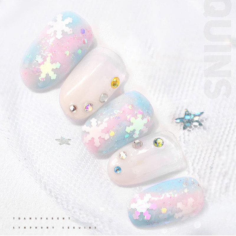 Paillettes 5 mm mākslīgās sniegpārslas vizuļi nagu mākslas mirdzoši vizuļi mājas kāzām dzimšanas dienai Ziemassvētku rokdarbu dekori Ziemassvētki