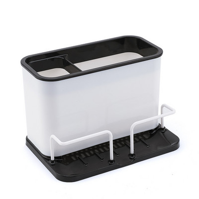 Plastmasas dubultā režģa Irbulīši Būra plaukts Galda trauki Karote Drenāža Sūklis Plaukti Uzglabāšanas grozi Virtuves galda piederumu organizatora turētājs